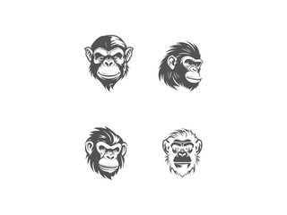 premium chimpanzee logo set vector, vector and illustration,