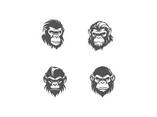 premium chimpanzee logo set vector, vector and illustration,