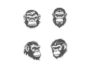 premium chimpanzee logo set vector, vector and illustration,