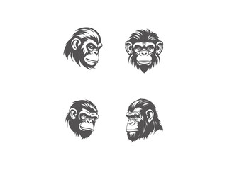 premium chimpanzee logo set vector, vector and illustration,