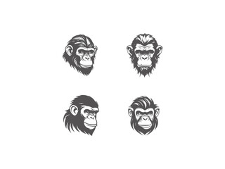 premium chimpanzee logo set vector, vector and illustration,