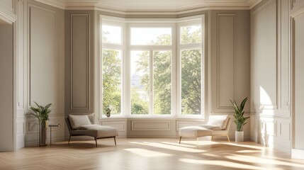 Bright and Airy Empty Living Room with Large Windows