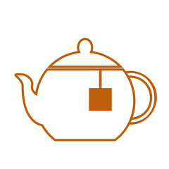 茶色のシンプルなティーポットの線画アイコン
