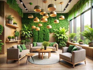 Biophilic Interior Design with Clover Plants and Greenbeige Hues - Nature-Inspired Spaces, Sustainable Decor, and Modern Aesthetics