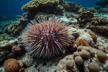 Obraz premium A red sea urchins in its natural habitat