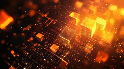 Obraz premium Abstract Geometric Cubes with Digital Background Effect