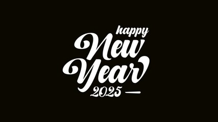 Animated White Happy New Year 2025 text Animation with Green background. Suitable for greeting cards, social media posts, banners, and invitations. Footage animation.