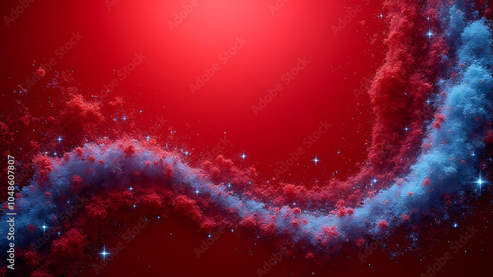 Leinwandbilder magical blue and red graphics create a festive holiday card with textures and abstract shapes on a b