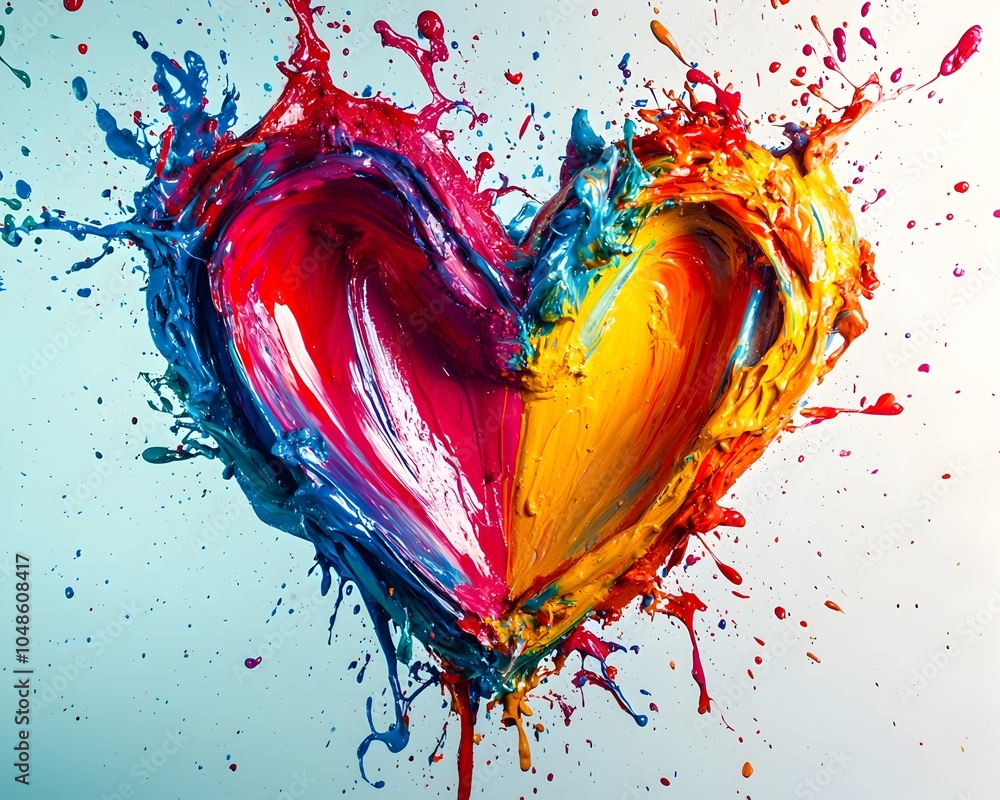 Aufkleber vibrant abstract heart splash with dynamic paint motion and expression