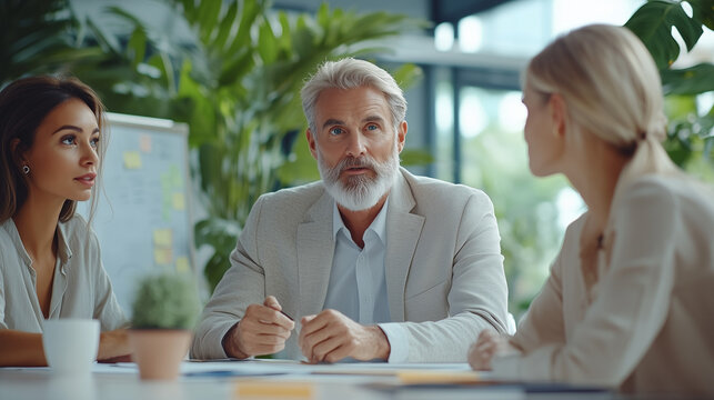 R&eacute;union d'&eacute;quipe diversifi&eacute;e dans un bureau moderne, collaboration interg&eacute;n&eacute;rationnelle