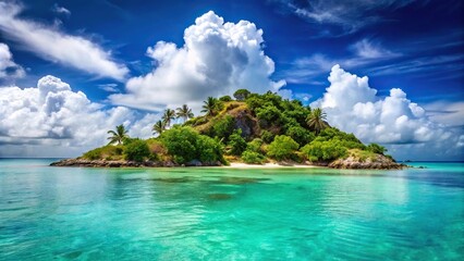 Tropical island in the Caribbean captured on Antigua using forced perspective.