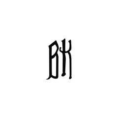 BK monogram logo design letter text name symbol monochrome logotype alphabet character simple logo