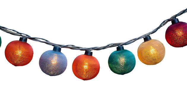 Isolated Christmas lights on a white background with a clipping path. _1(413)