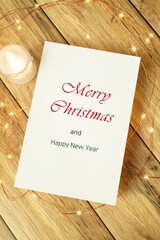 크리스마스 장식,불빛과 카드 목업