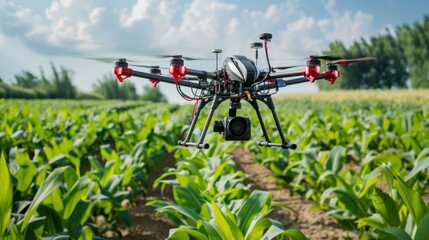Naklejka premium Smart systems for efficient farming, showing automation and precision in crop care