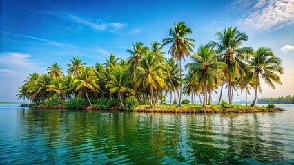 Obraz premium tropical island with Coconut trees in Kerala extreme close-up