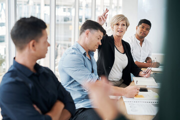Hand, presentation and group in meeting, question and explaining to team, mentorship and training....
