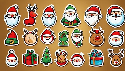 Fototapeta premium Collection of cute Christmas stickers