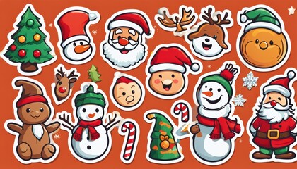 Collection of cute Christmas stickers