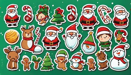 Fototapeta premium Collection of cute Christmas stickers