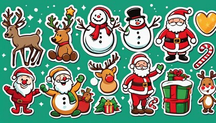 Fototapeta premium Collection of cute Christmas stickers