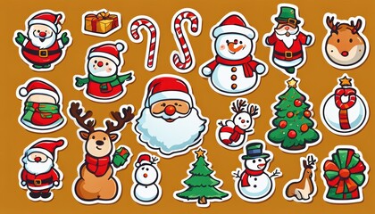 Obraz premium Collection of cute Christmas stickers