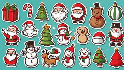 Fototapeta premium Collection of cute Christmas stickers