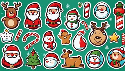 Fototapeta premium Collection of cute Christmas stickers