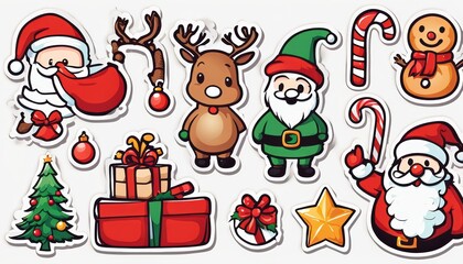 Fototapeta premium Collection of cute Christmas stickers