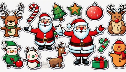 Fototapeta premium Collection of cute Christmas stickers