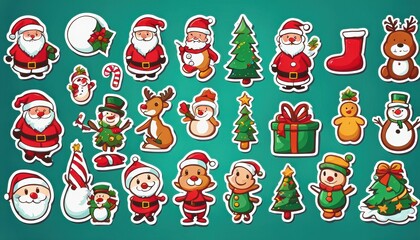 Fototapeta premium Collection of cute Christmas stickers