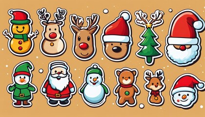 Collection of cute Christmas stickers