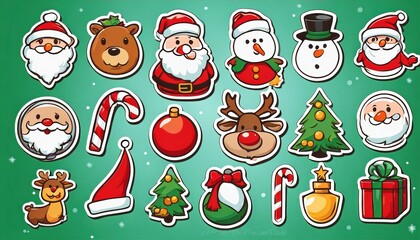 Naklejka premium Collection of cute Christmas stickers