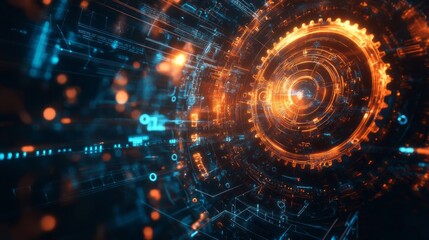 Obraz premium A computer generated image of a gear with a blue background