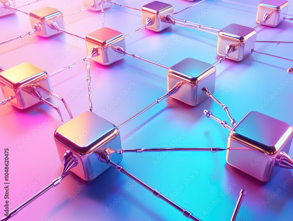 Poster dynamic blockchain network abstract rendering