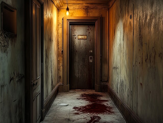 Obraz premium Spooky Hallway in Abandoned Building