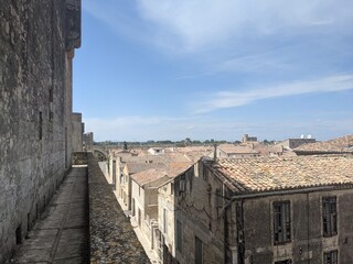 view of the old town from castle walls Aigues-Mortes France 