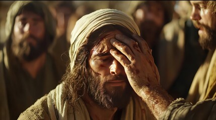 Jesus Healing the Blind Man in Historical Scene