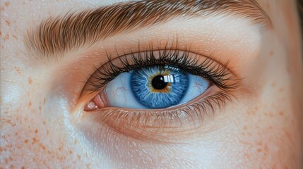 Close up photo of a woman's blue eye