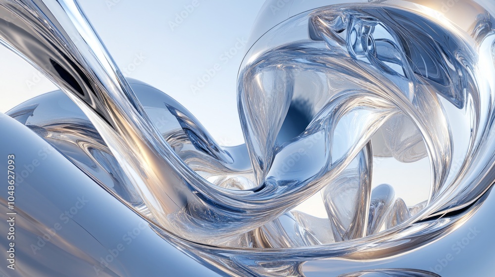 Poster A silver object with a wave-like shape