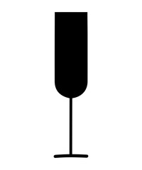 Black simple silhouette of a wine glass, on white background . Wine glass icon