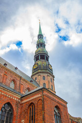 Old street in old Riga. The city is capital of Latvia that is well known to be a very popular tourism destination in the Baltic region