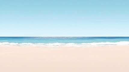 Fototapeta premium Serene Minimalist Beach Scene with Calm Horizon and Sky