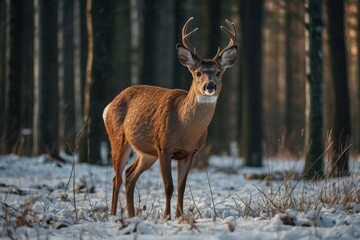 Fototapeta premium A roe deer in front of a forest