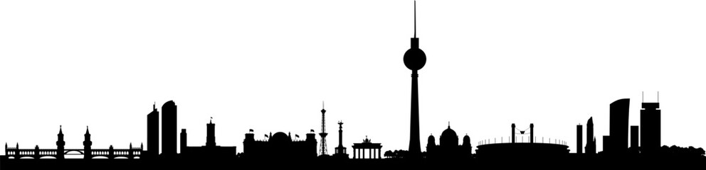 Vektor Silhouetten Skyline Berlin - Hauptstadt Deutschland - Europa - Architektur und Sehenswürdigkeiten der Metropole - Panorama Silhouette der Stadt © fotografiedk