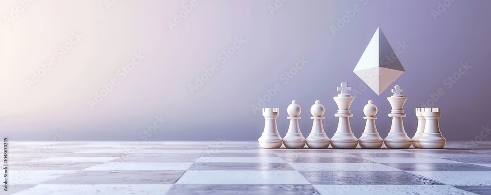 Poster futuristic chess game with blockchain concept