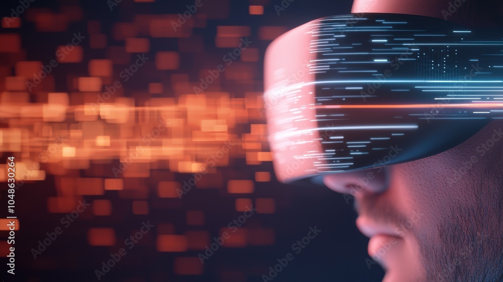 Poster virtual reality and blockchain integration concept