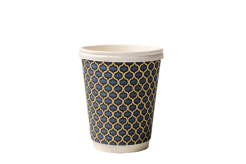 Beautifully designed patterned paper cup for parties and events isolated on transparent background