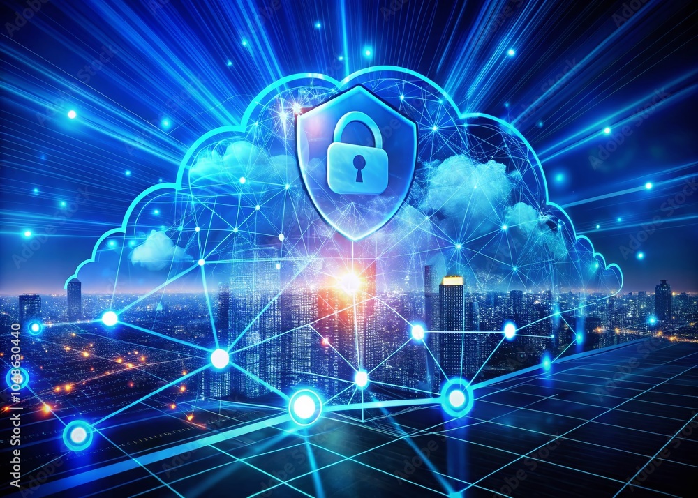 Aufkleber ipsec network security concept with long exposure effects for internet protection and cloud computin