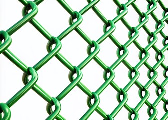 Isolated Green Metal Chain Link Fences for Product Photography